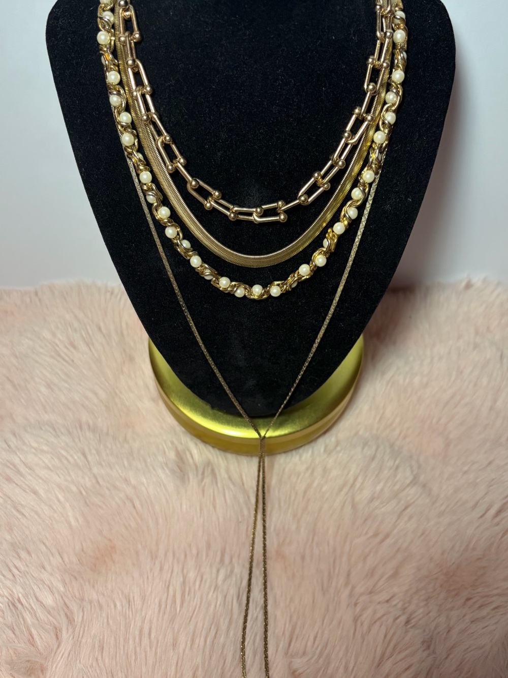 Gold-Tone Necklace Set with Pearled Accents